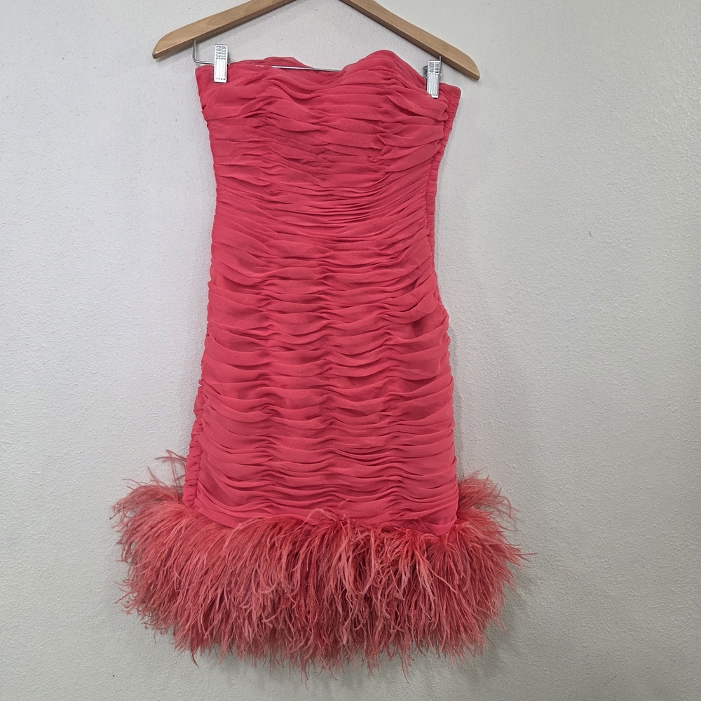 Victor Costa Coral Strapless Dress - Picture 2 of 14